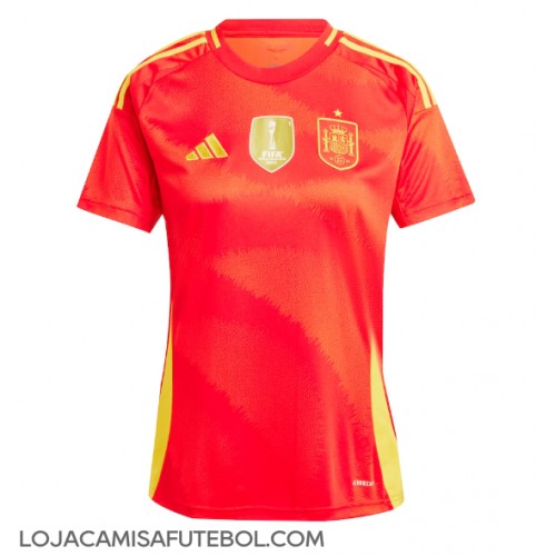 Camisa de Futebol Espanha Equipamento Principal Mulheres Europeu 2024 Manga Curta